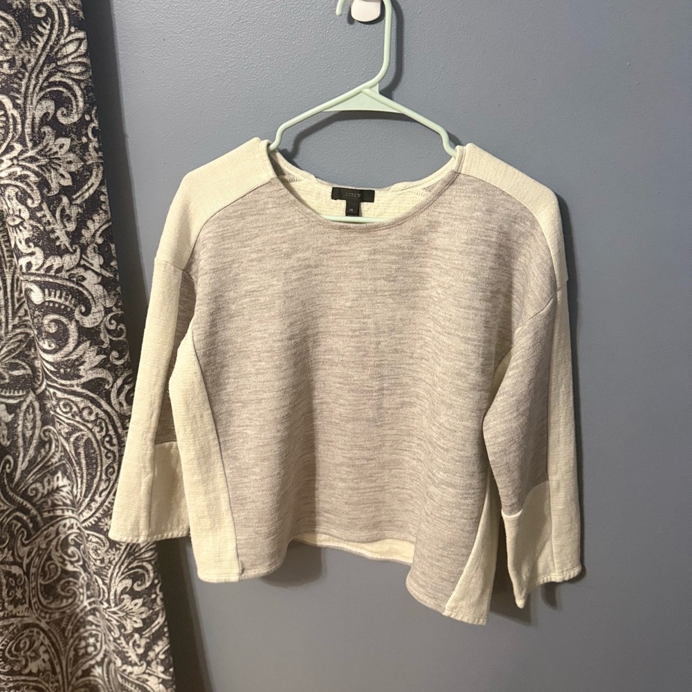 J. Crew Ivory and Light Gray Pullover